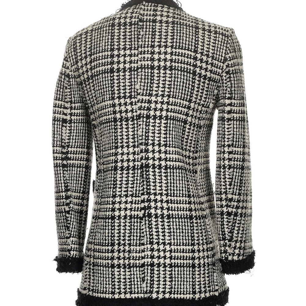Zara Black & White Tweed Long Blazer Jacket - Picture 2 of 4